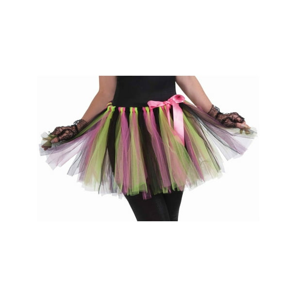 Neon Tutu Falda 80s Fancy Dress Hen party divertido correr Flo rosa Diamante Sparkle Set